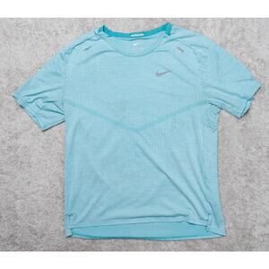 Nike Dri-Fit ADV Techknit Ultra Running Shirt Light Blue Mens Size M